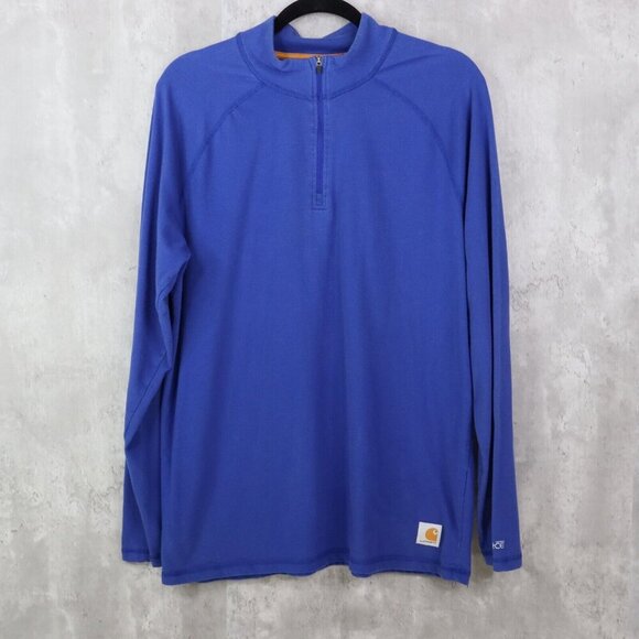 Carhartt Pullover Mens Size Medium Force Relaxed‎ Fit Royal Blue Quarter Zip - Picture 1 of 7